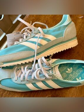 adidas SL 72 Originals Aqua and White Retro Runner Sneakers